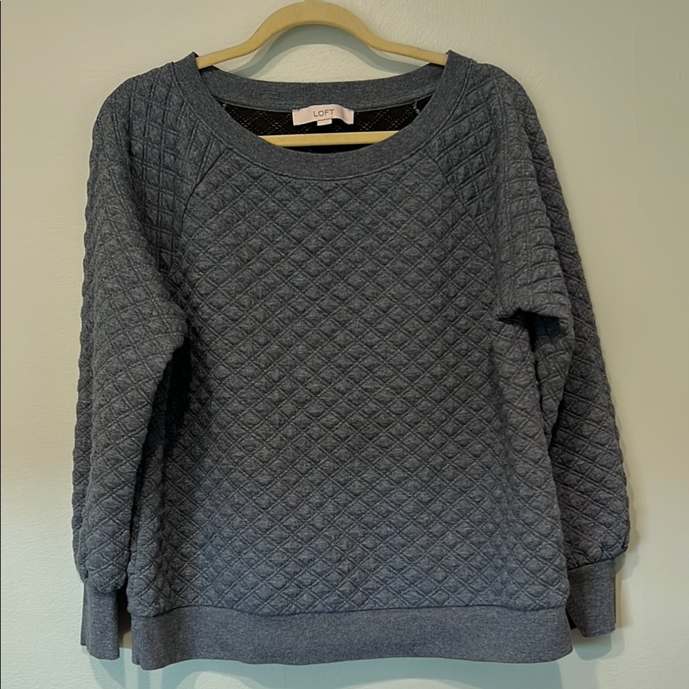 LOFT Quilted Gray Sweatshirt